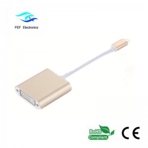 USB TYPE-C naar DVI female converter ABS shell Code: FEF-USBIC-003