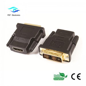 DVI (24 + 1) mannelijk naar HDMI vrouwelijk adapter goud / vernikkeld Code: FEF-HD-003
