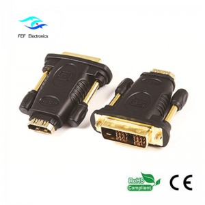 DVI (24 + 1) mannelijk naar HDMI vrouwelijk adapter goud / nikkel Code: FEF-HD-005